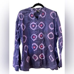 Taaga Women’s Purple Linen Long Sleeve Shirt Size: P
